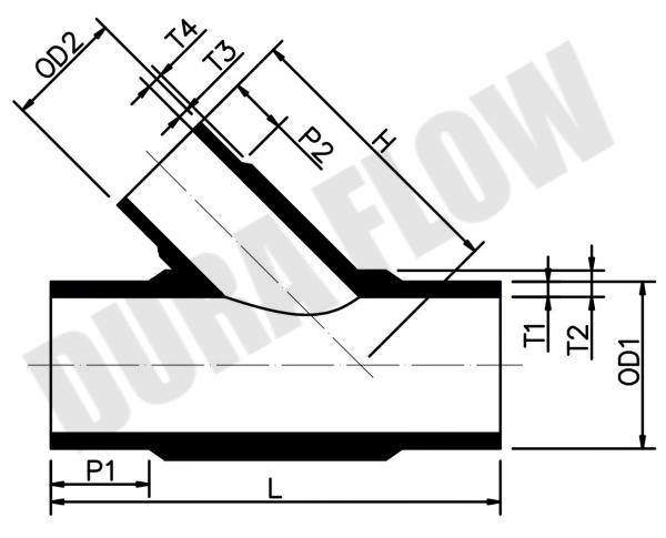 HDPE REDUCED Y-TEE (B/W)